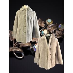 Vintage 60s Imperial O'llegro Gray Faux Fur Angel Sleeves Capelet Formal Coat L